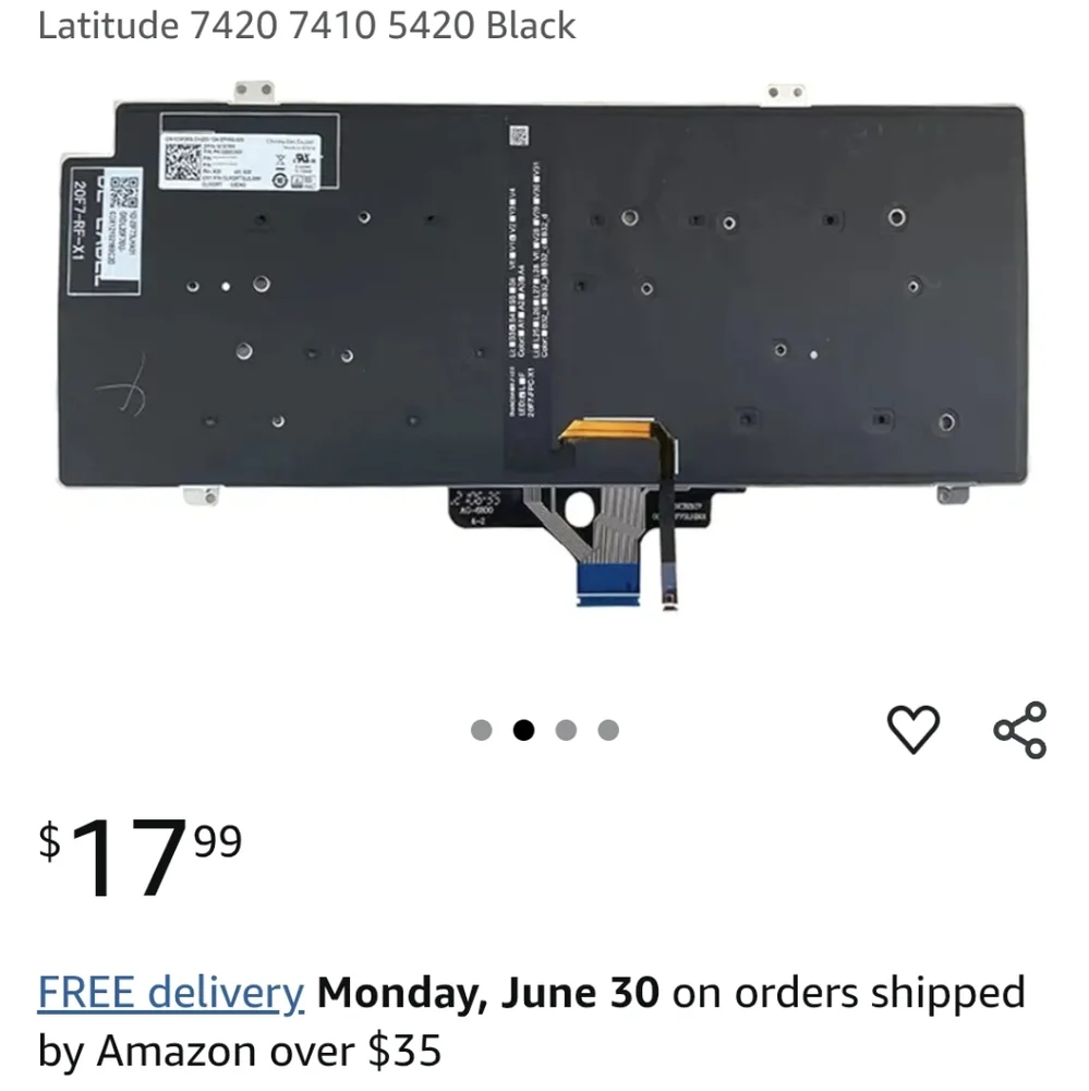 Dell Latitude Black Replacement Keyboard